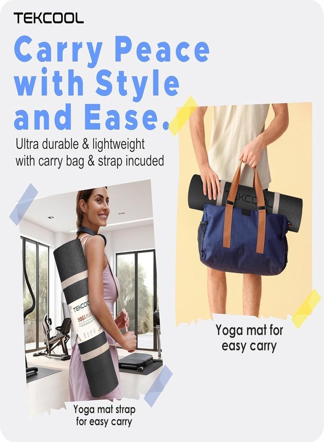 TEKCOOL Ethylene Vinyl Acetate Yoga Mats for Women Yoga Mat for Men Exercise Mat for Home Workout Gym Mat Anti Slip Yoga Mat 6Mm Workout Mat Yoga Mat for Kids Yoga Mate Gym Mats - Black. - Image 4