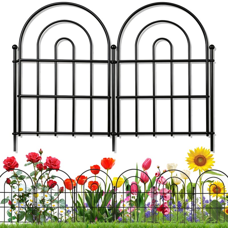 Karlliu 10 Pack Decorative Garden Fence Animal Barrier 17 inH x 10 ftL Border Flower Rabbit Garden Fencing Small Arched Rustproof Metal No Dig Fence Landscape Decor for Yard - Image 2