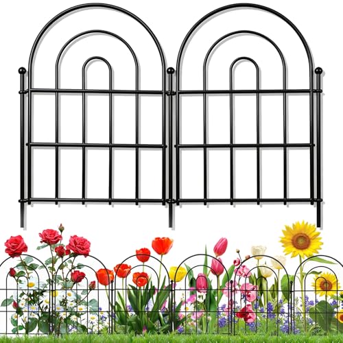 Karlliu 10 Pack Decorative Garden Fence Animal Barrier 17 inH x 10 ftL Border Flower Rabbit Garden Fencing Small Arched Rustproof Metal No Dig Fence Landscape Decor for Yard - Image 1