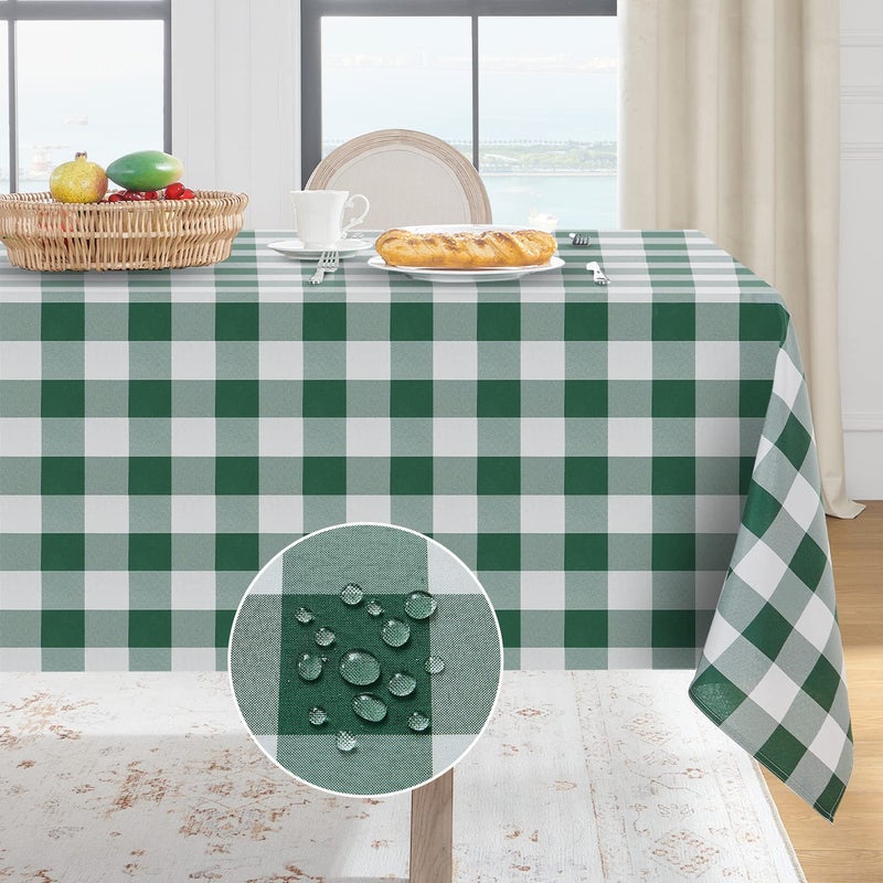 Softalker Gingham Checkered Rectangle Tablecloth  Waterproof Buffalo Plaid Table Cloth Stain Resistant Washable Table Cover for PicnicCampingOutdoor  Hunter Green 60 x 84 Inch