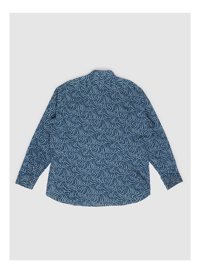 JACQUES BRITT Collared Neck Long Sleeve Stripes Shirt  - Image 2