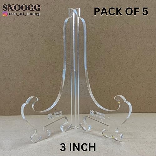 SNOOGG Acrylic Easel Pack of 5 Size 3 Inch Plate Stands Holders to Display Pictures or Other Items for Display Decoration - Image 2
