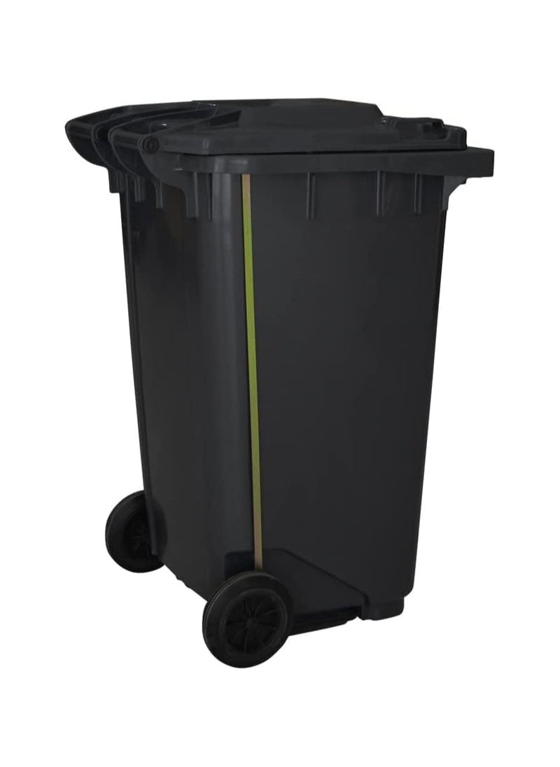 VINSTAR 120 Ltr Black Outdoor Waste Center Pedal Bins, Garbage Can Container With Attached Lid & Two Wheeled - High Density Polyethylene (HDPE) Heavy-Duty  - Image 3