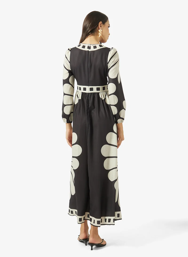 سولايرا Monochrome Print Dress