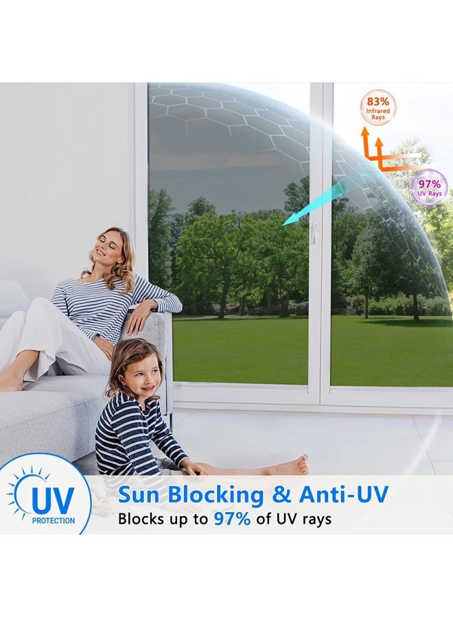 ConCus-T Thickened One Way Mirror Window Film 17.71 Inch x 6.5 Feet UV Blocking Window Tint Film for Home Reflective Window Sticker Glass Privacy Film, Black Silver - Image 2