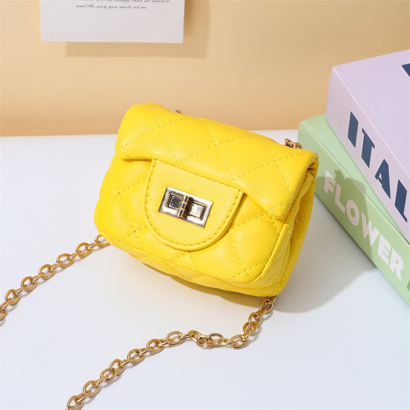 Korean Style Children'S Bag Small Chanel Style Diamond Plaid Chain Bag Fashion Girl Princess Crossbody Bag Mini Rivet Small Bag Trendy - Image 1