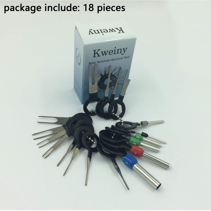 kweiny Auto Terminals Removal Key Tool Electrical Wiring Connector Release Pin(18 Pieces No Duplicate) - Image 2