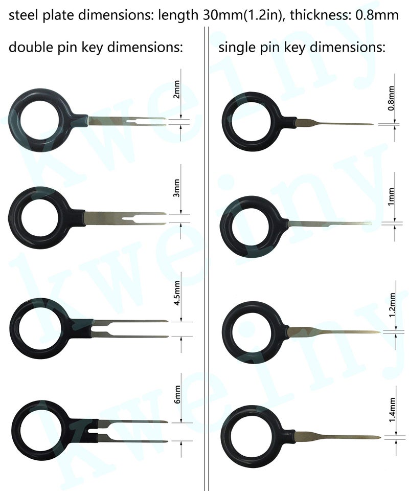 kweiny Auto Terminals Removal Key Tool Electrical Wiring Connector Release Pin(18 Pieces No Duplicate) - Image 3