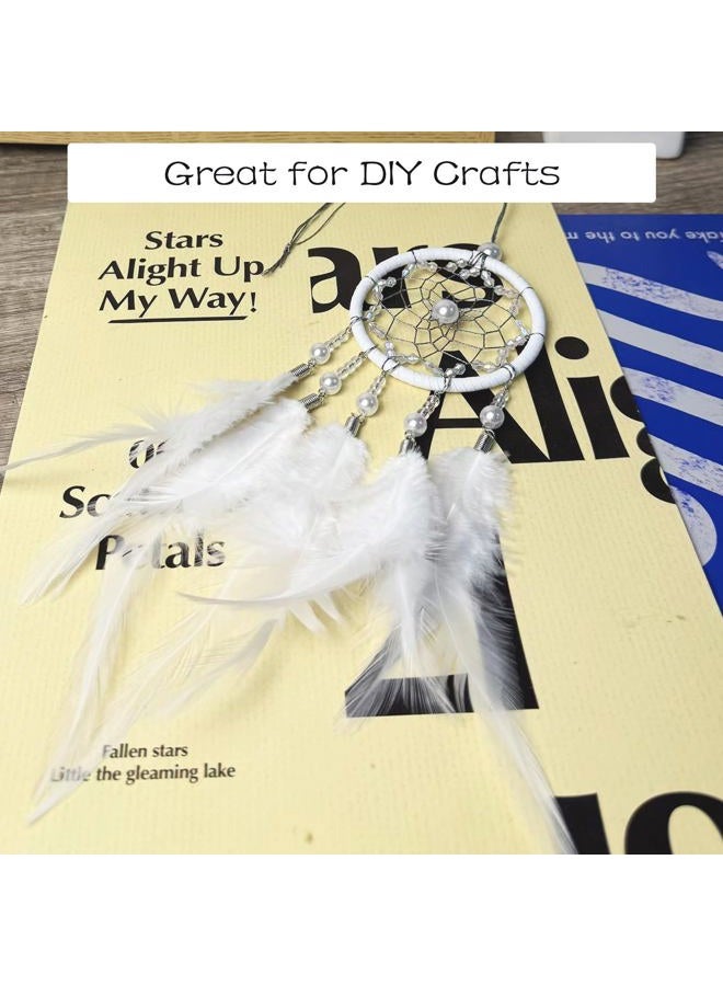 HAPPY FEATHER 100PCS Saddle Hackle Rooster for Crafts, 6-8 inch Natural Pheasant Neck s DIY Pendant Earrings Dream Catcher-White - Image 3