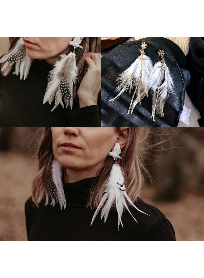 HAPPY FEATHER 100PCS Saddle Hackle Rooster for Crafts, 6-8 inch Natural Pheasant Neck s DIY Pendant Earrings Dream Catcher-White - Image 5