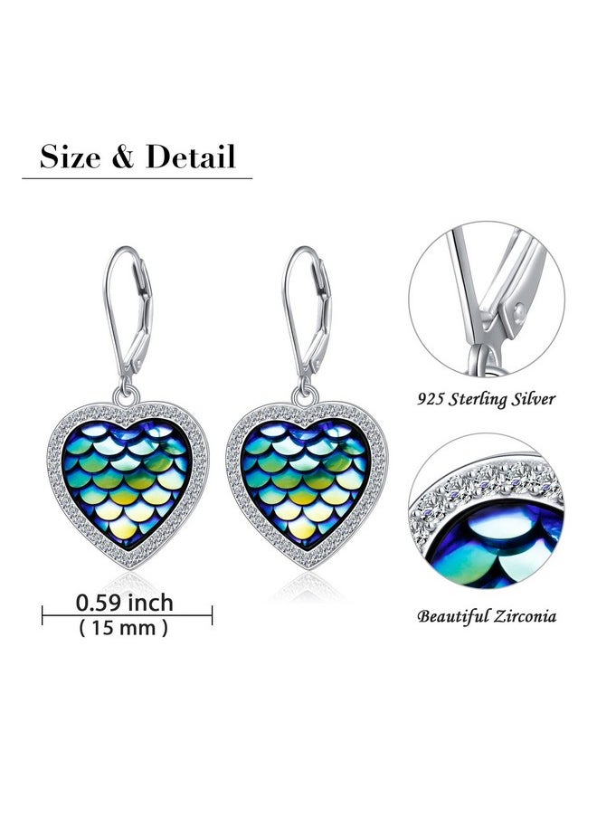 DAOCHONG S925 Sterling Silver Heart Mermaid Colorful Dangle Drop Earrings For Women Mom Sister Friend Jewelry  - Image 5