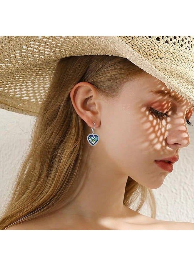 DAOCHONG S925 Sterling Silver Heart Mermaid Colorful Dangle Drop Earrings For Women Mom Sister Friend Jewelry  - Image 2
