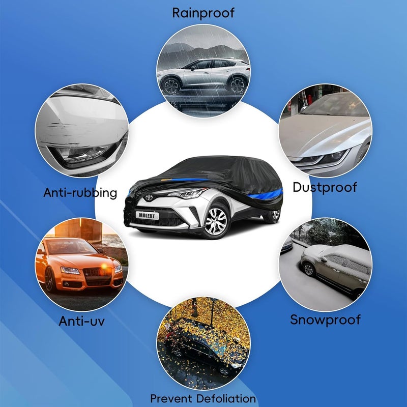 Molebt SUV Car Cover Waterproof All Weather for Automobiles, Universal Fit Kia Soul, Subaru CrossTrek/Forester, Ford Escape, Hyundai Tucson, Honda Element, Lincoln MKC, Mazda CX-30 etc. - Image 3