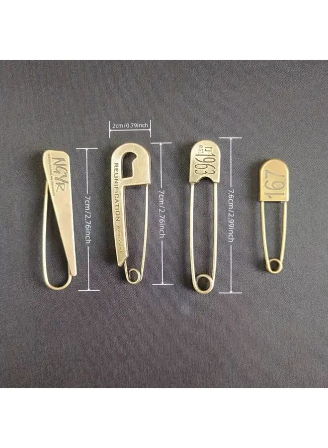 4 دبابيس حروف نحاسية على الطراز العتيق - إكسسوارات حرفية معدنية لتزيين الملابس - Image 3