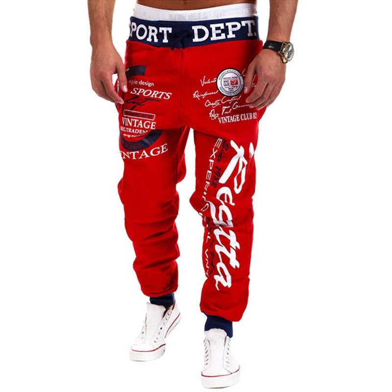 COTTORY Men's Hiphop Dance Jogger Sweatpants Trousers (XX-Large, Black Red) - Image 2