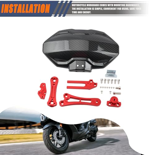 ABCERRSI Motorcycle Wheel Rear Mudguard,Fender Rear Cover Compatible with Universal Motorbikes Scooter Extender Accessories-Red - Image 5