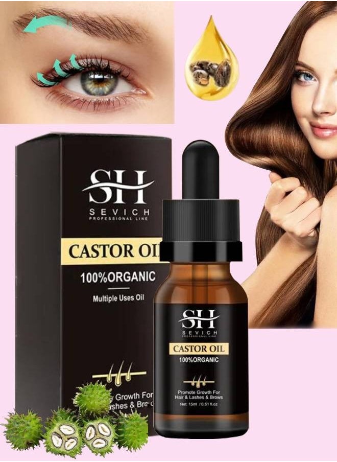 Sevich - Natural Castor Oil Pure Organic Castor Oil Hair Care Essential Oil for Hair Eyebrow and Eyelashes Scalp Care Essential Moisturizer Hair Growth Serum Natural Thick Hair Fast Growth Hair Serum 15 ml - Image 1