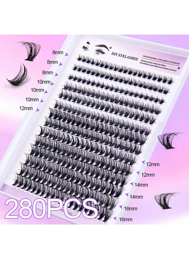 Depend 280PCS DIY Lash Extension Kit Lash Clusters Kit Individual Cluster Lashes With Waterproof Lash Bond And Seal And Tweezers D Curl Eyelash Extension Kit - Image 4