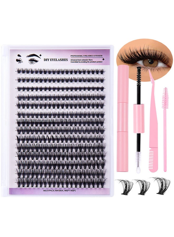 Depend 280PCS DIY Lash Extension Kit Lash Clusters Kit Individual Cluster Lashes With Waterproof Lash Bond And Seal And Tweezers D Curl Eyelash Extension Kit - Image 2