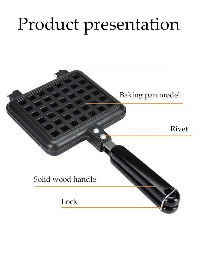 DUNISO Aluminum Non-Stick Stovetop Waffle Pan with Insulation handle,Even Heating,Portable Waffle Maker Pan for Family Breakfast Baking - Image 3