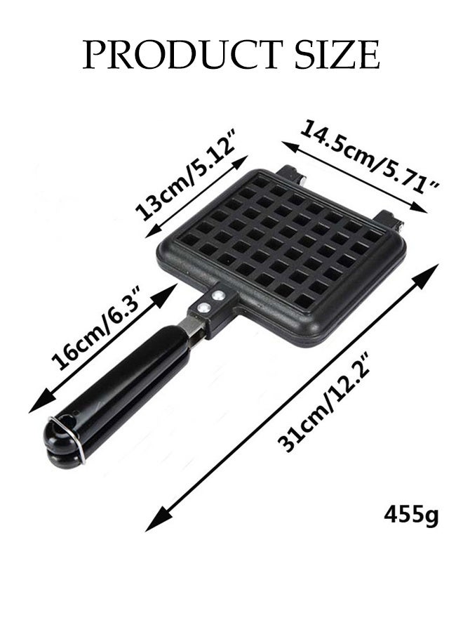 DUNISO Aluminum Non-Stick Stovetop Waffle Pan with Insulation handle,Even Heating,Portable Waffle Maker Pan for Family Breakfast Baking - Image 2
