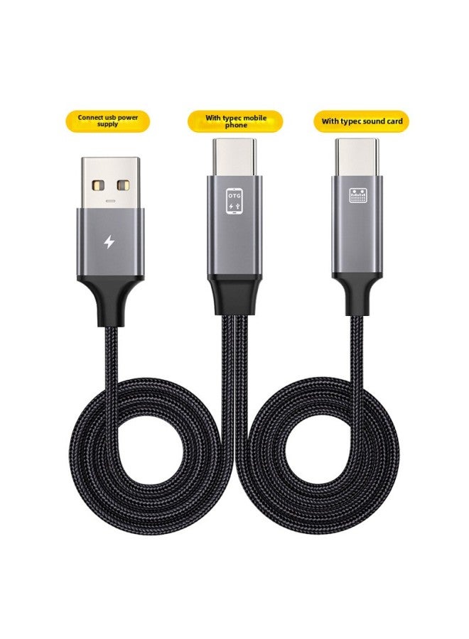 OTG Sound Card Connection Line Is Suitable For Apple 15 Mobile Phone Typec To Typec Audio Sound Card While Charging.-Color:Typec - Image 1