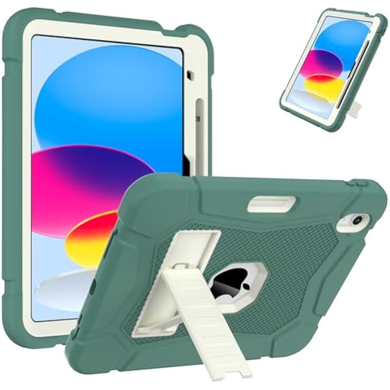AVAWO Case for New iPad (A16) 11th Generation 11 Inch 2025, iPad 10th Generation 10.9 2022, Heavy Duty Military Grade Shockproof Rugged Protective Cover with Stand for i Pad 11/10 Gen, Green+Beige - Image 1