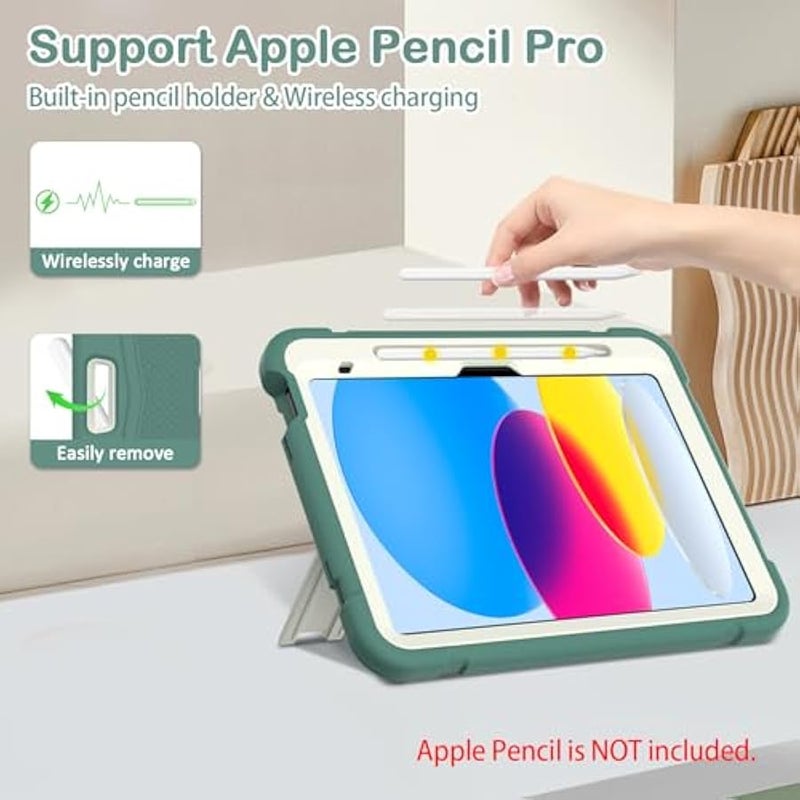 AVAWO Case for New iPad (A16) 11th Generation 11 Inch 2025, iPad 10th Generation 10.9 2022, Heavy Duty Military Grade Shockproof Rugged Protective Cover with Stand for i Pad 11/10 Gen, Green+Beige - Image 5