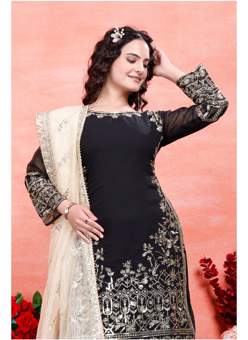 Super Asian - Presenting a New Designer Party Wear Look Top-Palazzo and Dupatta with Heavy Embroidery Work - Image 1