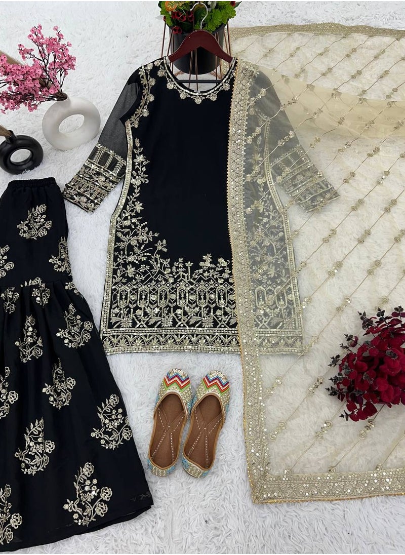 Super Asian - Presenting a New Designer Party Wear Look Top-Palazzo and Dupatta with Heavy Embroidery Work - Image 1