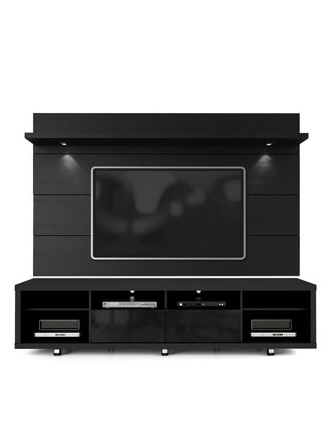 AtoZ Furniture Cabrini TV Stand and Floating Wall TV Panel in Black Color 