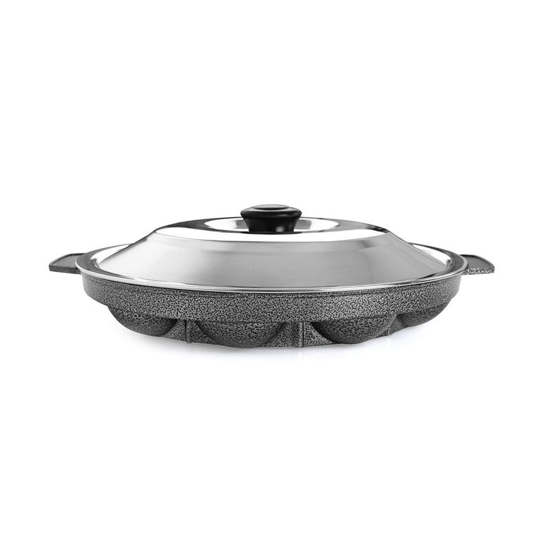 RJ kitchenware Store Appam bada Non Stick 12 Cavities Appam Patra/Appam Pan/Maker/Pan Cake Maker/ponganalu/gunta ponganalu with Lid 24 cm - Image 2
