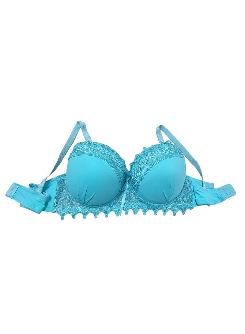 Women's Push-Up Bra with Embellished Lace and Shiny Rhinestones  - Image 2