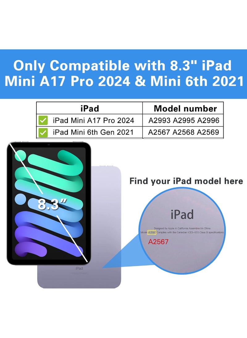 Rock Pow Hybrid Slim Case for iPad Mini 7 (A17 Pro) 2024 / iPad Mini 6 2021, [Built-in Pencil Holder] Shockproof Cover Clear Transparent Back Shell for iPad Mini 7th/6th Generation 8.3" - Image 2