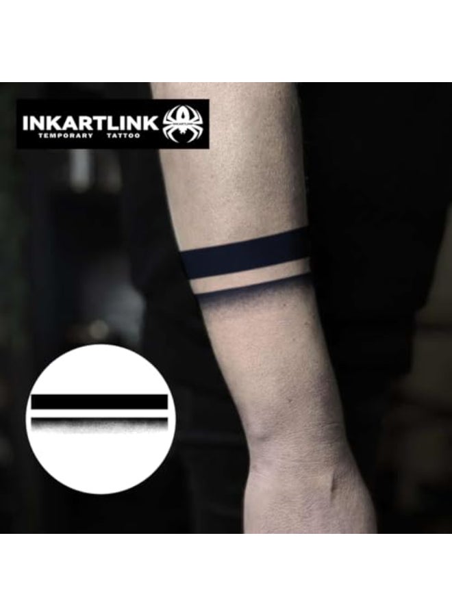 INKARTLINK Tattoo Tech 2 Sheets Large Semi Permanent Tattoo Adult Art Design Temporary Tattoos Lasts 12 Weeks Waterproof Realistic Look No Adhesive No Reflection Nameless Armlet Design - Image 3