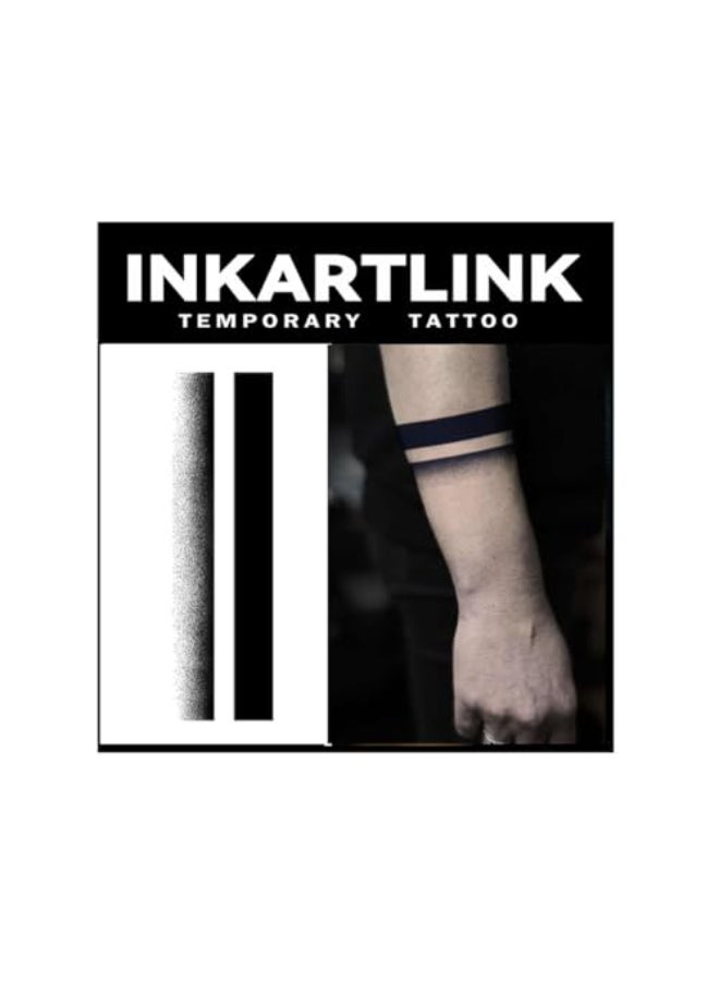 INKARTLINK Tattoo Tech 2 Sheets Large Semi Permanent Tattoo Adult Art Design Temporary Tattoos Lasts 12 Weeks Waterproof Realistic Look No Adhesive No Reflection Nameless Armlet Design - Image 1