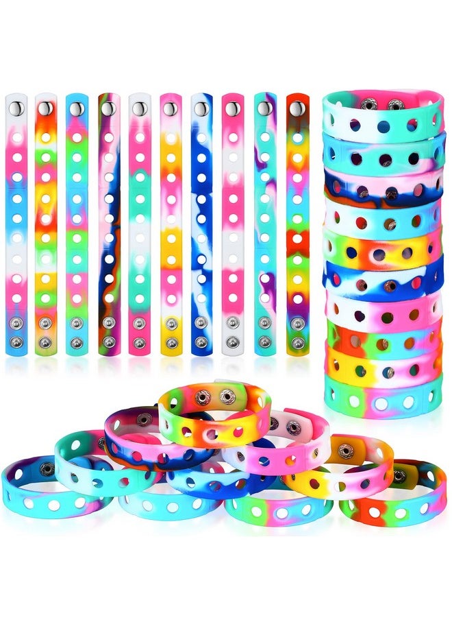 Batiyeer - Silicone Charm Bracelet Silicone Wristbands Adjustable Colorful Rubber Bracelet 7.08 Inch Wristbands Bracelets With Holes For Party Graduation Birthday Gift(100 Pcs) - Image 1