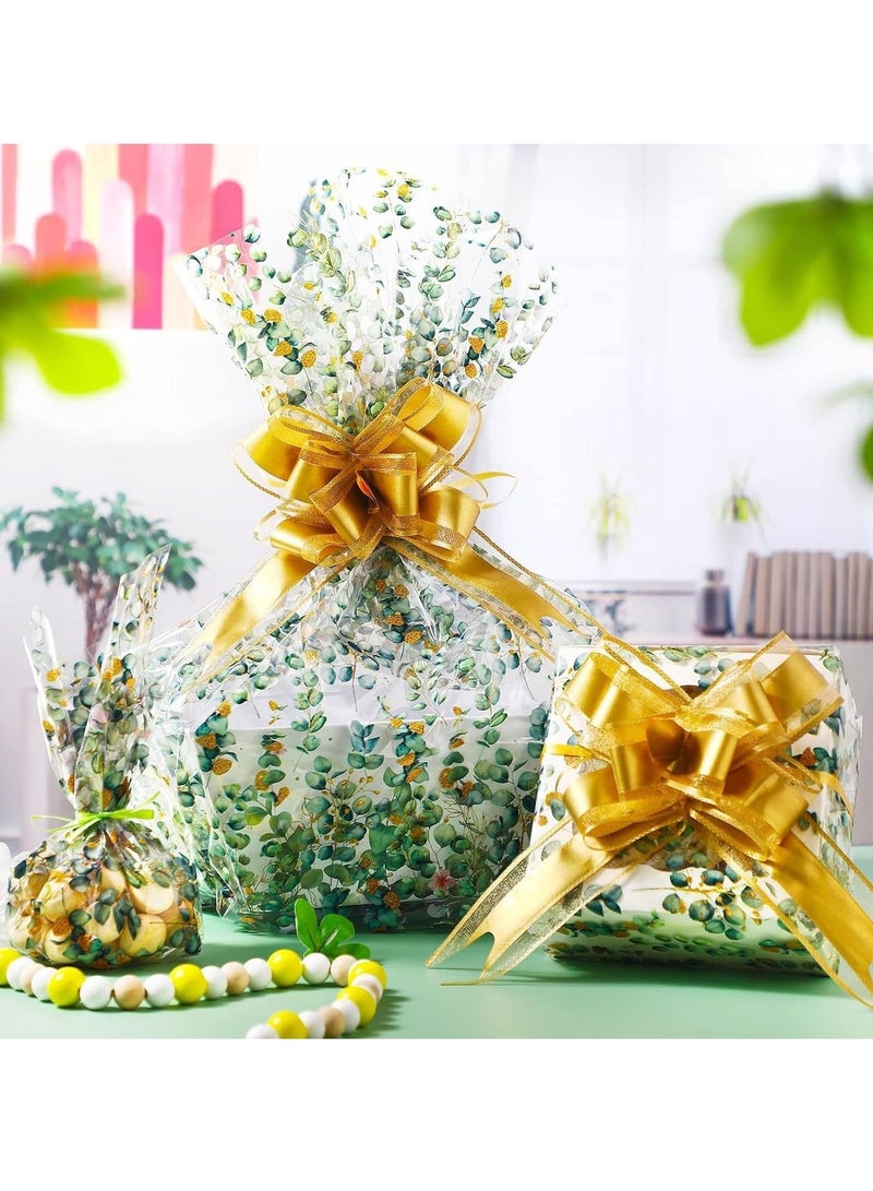كابتن تيك Eucalyptus Cellophane Wrap Roll with Pull Bows and Ribbons Cellophane Wrap Eucalyptus Gift Wrapping Paper Party Supplies for Baby Shower Birthday Summer Party (82cm*30cm) - Image 4