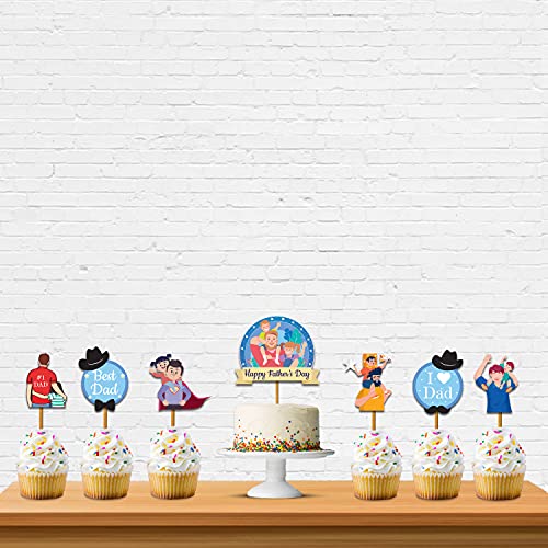 Festiko® Father's Day/Super Dad Birthday Party Decorations Items for Surprise (All in One Surpirse to dad Banner,Cake Toppers,Cup Cake Topper,Ribbons)- 8 Pcs - Image 2