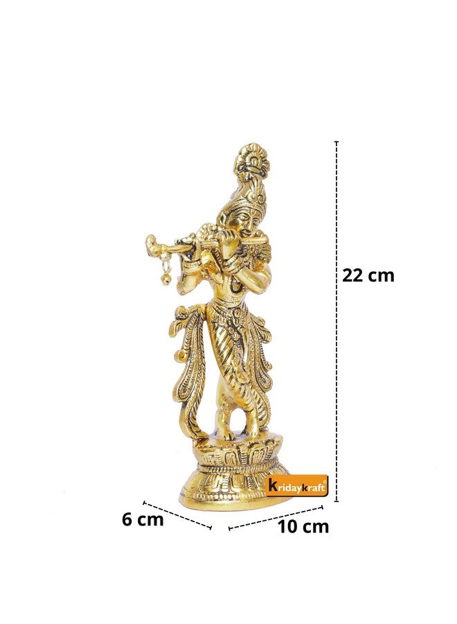 KridayKraft Lord Krishna Metal Statue,Krishna Murti Playing Flute for Temple Pooja,Decor Your Home,Office & Gift Your Relatives,Showpiece Figurines,Religious Idol,Gift Article... - Image 2