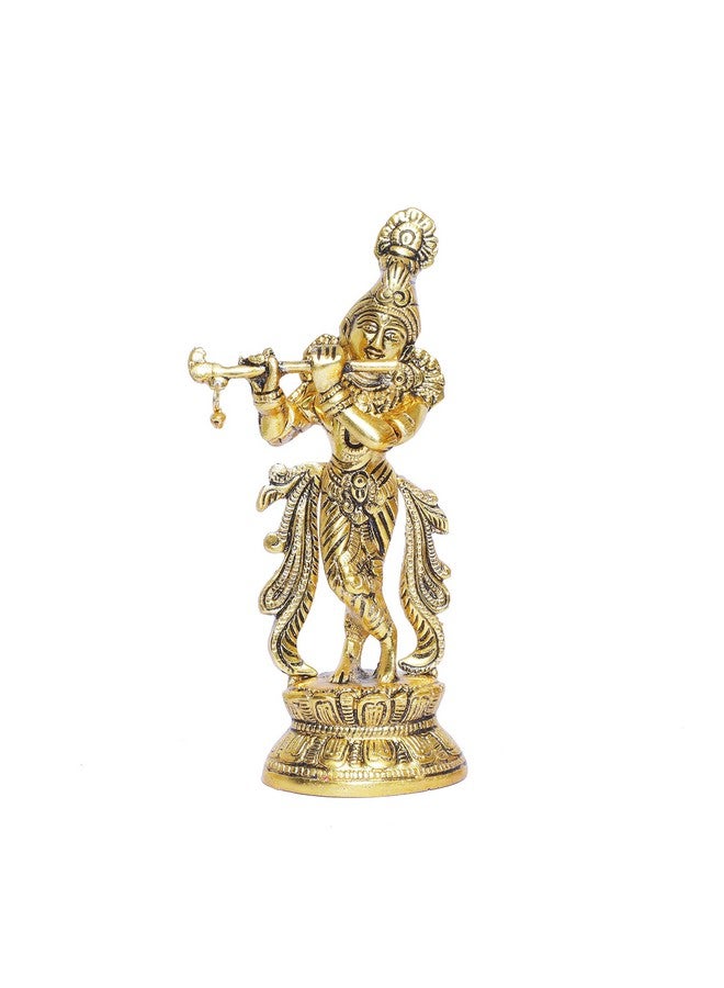 KridayKraft Lord Krishna Metal Statue,Krishna Murti Playing Flute for Temple Pooja,Decor Your Home,Office & Gift Your Relatives,Showpiece Figurines,Religious Idol,Gift Article... - Image 4