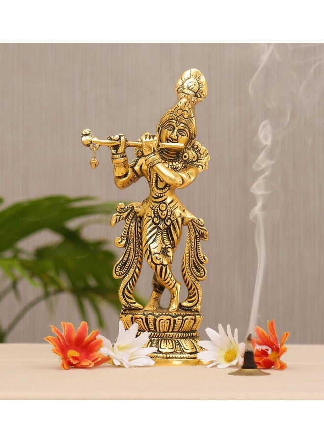 KridayKraft Lord Krishna Metal Statue,Krishna Murti Playing Flute for Temple Pooja,Decor Your Home,Office & Gift Your Relatives,Showpiece Figurines,Religious Idol,Gift Article... - Image 1