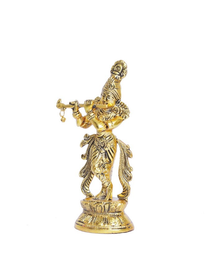 KridayKraft Lord Krishna Metal Statue,Krishna Murti Playing Flute for Temple Pooja,Decor Your Home,Office & Gift Your Relatives,Showpiece Figurines,Religious Idol,Gift Article... - Image 5
