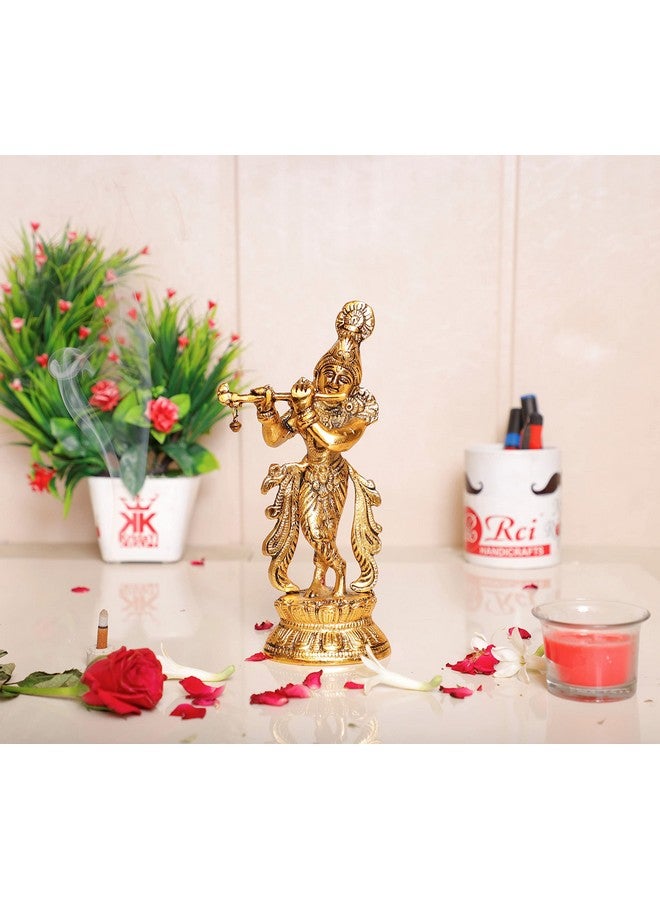 KridayKraft Lord Krishna Metal Statue,Krishna Murti Playing Flute for Temple Pooja,Decor Your Home,Office & Gift Your Relatives,Showpiece Figurines,Religious Idol,Gift Article... - Image 3