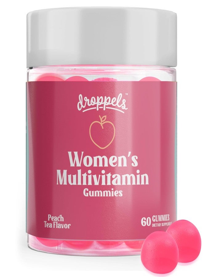Droppels Women's Multivitamin Gummies with Folic Acid, Vitamins A, D, C, E, K, B6, B12, Biotin & More | Vegan, Non-GMO & Pectin-Based Daily Vitamins for Women | Peach Tea Flavor, 60 Count - Image 1