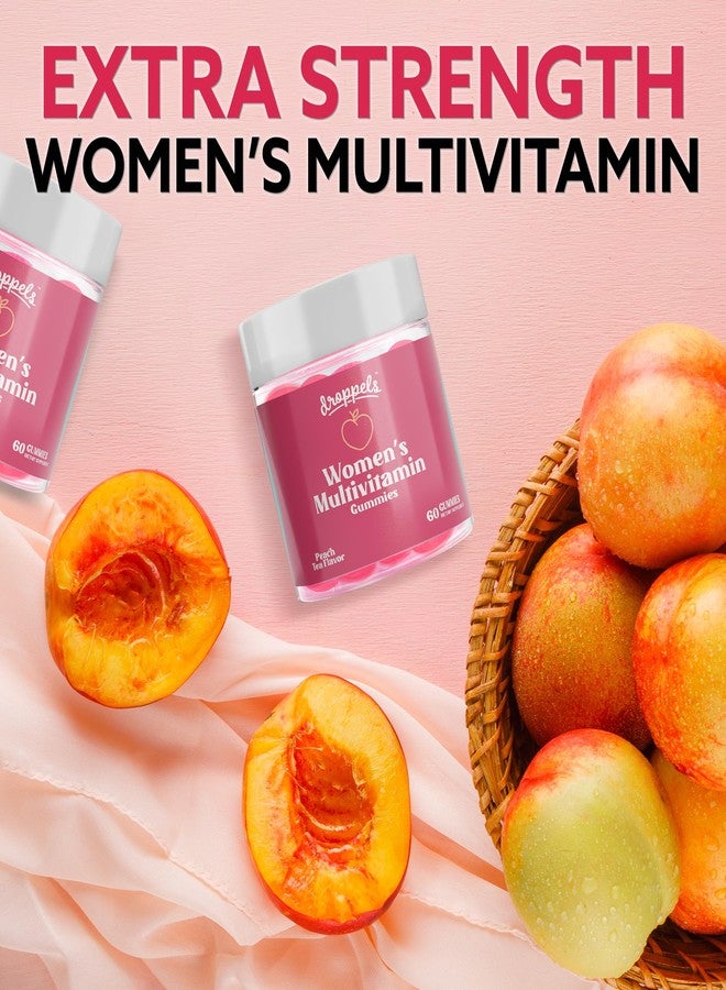 Droppels Women's Multivitamin Gummies with Folic Acid, Vitamins A, D, C, E, K, B6, B12, Biotin & More | Vegan, Non-GMO & Pectin-Based Daily Vitamins for Women | Peach Tea Flavor, 60 Count - Image 2