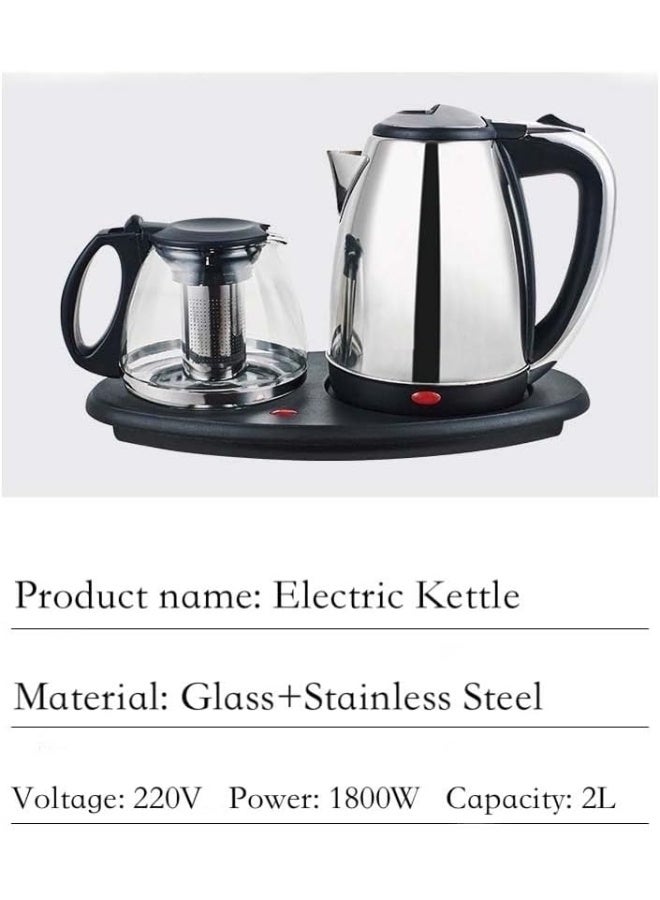 BQSCHJUN Fast Boiling Electric Kettle And Tea Pot Set Stainless Steel Water Heater With Premium Glass Serving Pot 2.0L Capacity User Friendly Design And Compact Base For Convenient Everyday Beverage Preparation - Image 3