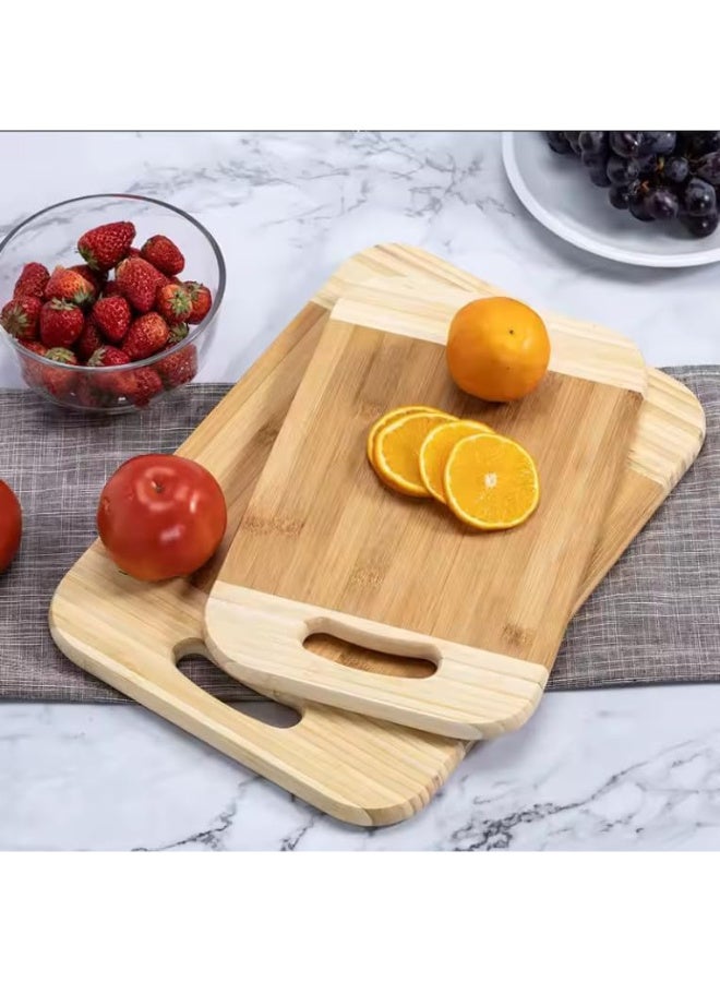 الواح تقطيع خشبية ، لوح تقطيع مزدوج الجوانب من الخيزران لتقطيع الخضروات والفواكه والجبن، صينية تقديم صديقة للسكين (مقبض خشبي - 24× 34× 1.8 سم) - Image 1