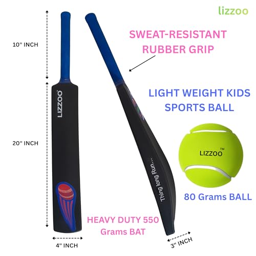 Lizzoo Cricket Kit | Cricket Kit for Kids | Cricket Set | Bat Kit | Toy for Boys & Girls | Outdoor Sports Gift (Plastic Plan Bat (Size-4) 5-10 Years) - Image 4