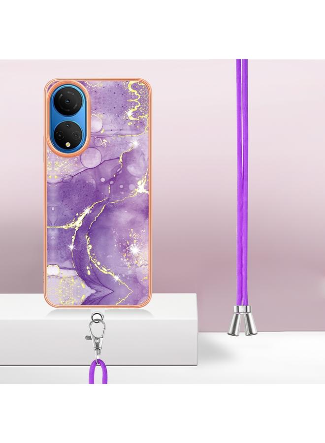 S-TOP Case For Honor X7 Electroplating Marble Dual-side IMD Phone Case with Lanyard - Image 5